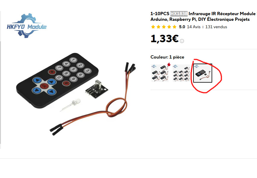 Télécommande IR HX1838