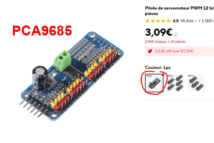 Carte PCA9685 Servo